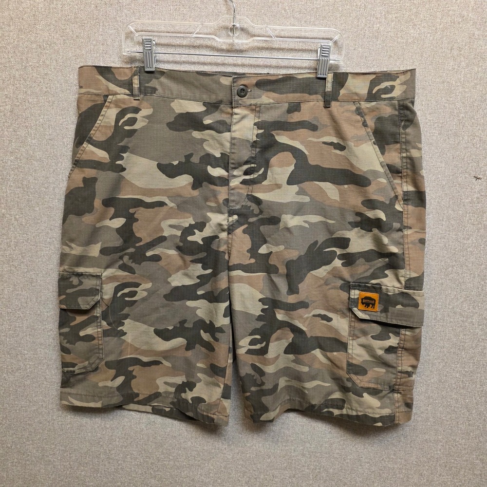 Buffalo Outdoors Mens Camo Cargo Shorts Size 40 Brown Green Ripstop RSCGOSHRT-OK